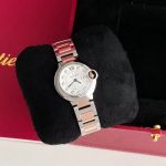 Cartier Ballon Bleu De 28mm 11 vs1.2 Diamonds Quartz Movement Two-tone Rose Gold Strap high-end replica watches low price USA